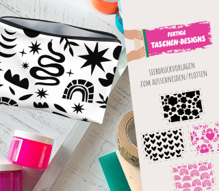 FREEBIE - Fertige Taschen-Designs - Floral & Abstrakt - Siebdruck Vorlagen