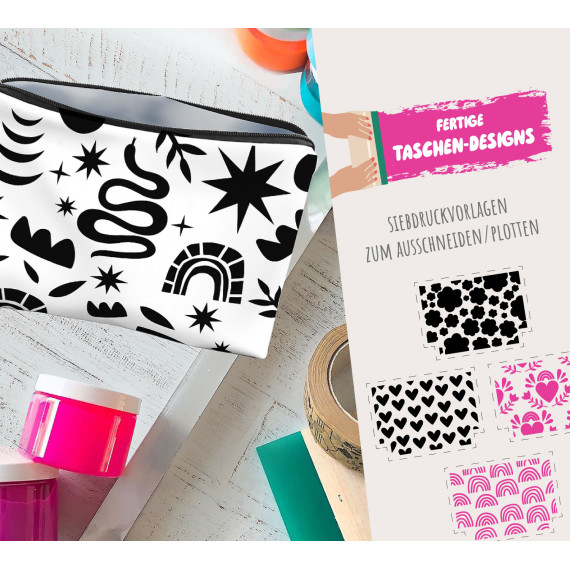 FREEBIE - Fertige Taschen-Designs - Floral & Abstrakt - Siebdruck Vorlagen