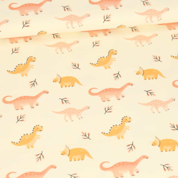 Sommersweat - Watercolor Dinosaurs - Rosa/Gelb - Ecru - Bio Qualität - abby and me