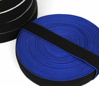 1m Gummiband - Elastisch - Farbkante - 40mm - Schwarz/Royalblau