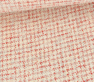 Jacquard Boucle - Glitzer - Meliert - Warmweiß/Rot