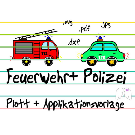 Kombi-Sparpaket Plotterdateien + Applikationsvorlagen Feuerwehr und Polizeiauto