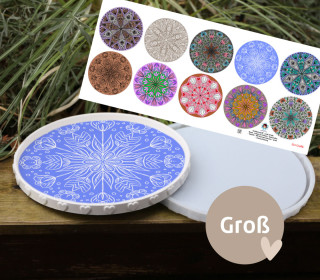 Outdoorstoff - Look At Me - Bunt - Inlays für Silikon - Dekoteller - Tablett - Mit Sternen/Herzen - Groß - Cherry Picking - abby and amy