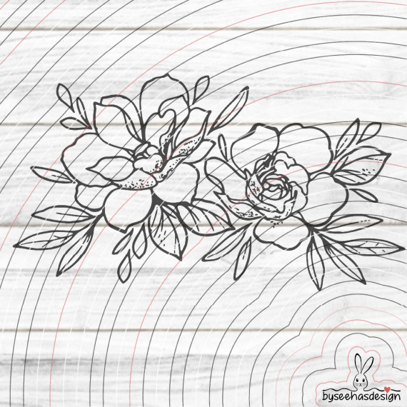 Zwei Blumen Plotterdatei SVG DXF