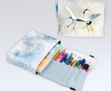 DIY-Nähset - Buch-Organizer - Aquarell Kraniche - Softshell - abby and amy