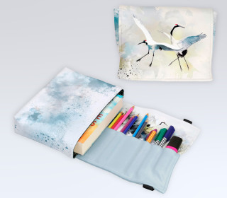 DIY-Nähset - Buch-Organizer - Aquarell Kraniche - Softshell - abby and amy
