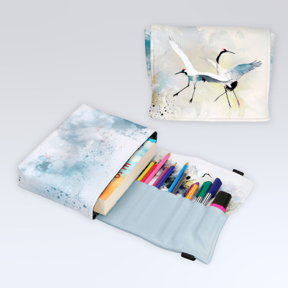 DIY-Nähset - Buch-Organizer - Aquarell Kraniche - Softshell - abby and amy