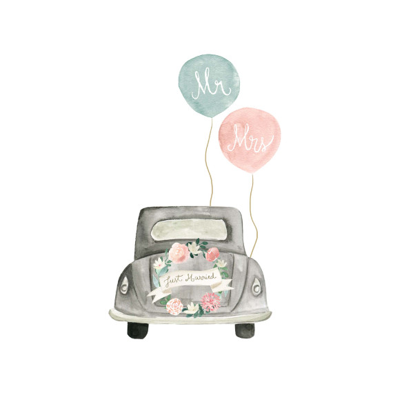 Emaille Becher - Auto - Hochzeit