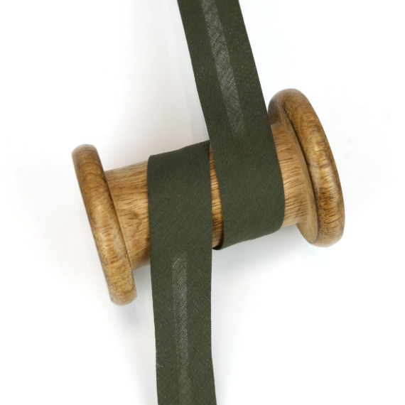 3 Meter Schrägband - Baumwolle - Olivgrün - Uni - 2cm x 3m - Zugeschnitten
