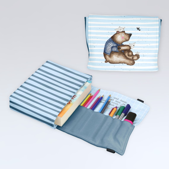 DIY-Nähset - Buch-Organizer - Küstenfreunde - Maritimer Bär - Treeebird - Softshell - abby and amy