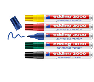 5er set Permanentmarker - Standard - Rundspitze 1,5-3mm - edding 3000