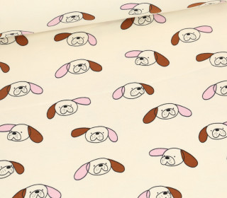 Leichter Bio Sommersweat - French Terry - JENNIFER BOURON - Funny Dogs - Creme/Rosa