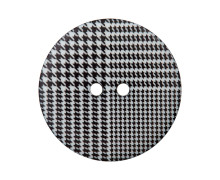 1 Polyesterknopf - Rund - 23mm - 2-Loch - Hahnentritt - Kreis Geviertelt - Schwarz/Weiß