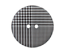 1 Polyesterknopf - Rund - 23mm - 2-Loch - Hahnentritt - Kreis Geviertelt - Schwarz/Weiß