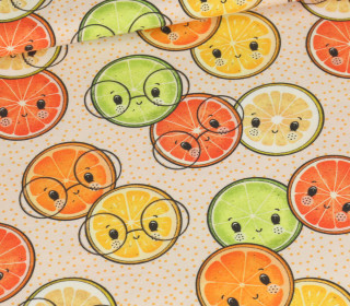 Modal Jersey - Zitrus Fruits - Beige - abby and me