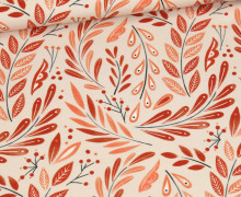 Sommersweat - Folk Birds - Blätter - Kombistoff - Creme - Bio Qualität - abby and me