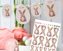 Rub-On Sticker - Entzückende Hasen - Ei - Rosa - Tante Henni Rubons - vielfältig nutzbar - Ostern