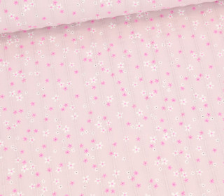 Baumwolle - Webware - Voile - Flower - Eingewebte Streifen - Altrosa