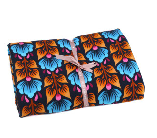 2m Zuschnitt -  Bio-Sommersweat - French Terry - Wild Flower - Midnight - Stahlblau/Cyanblau - Hamburger Liebe