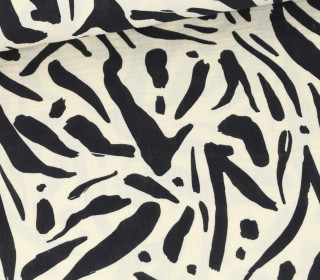 Musselin - Muslin - Double Gauze - Abstrakt - Schnuffeltuch - Windeltuch - Creme/Schwarz