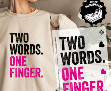 Onkel Bo's Bügelbilder - DIN A4 - Two Words One Finger - Schwarz/Pink