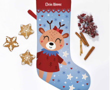 DIY-Nähset - Nikolaussocke - Softshell - Schlittenspaß - Rentier - Sterne