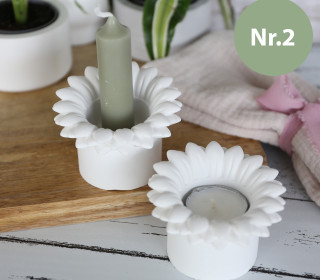 Silikon -  Gießform - Blüten Kerzenhalter - 2in1 - für Stabkerzen & Teelichter - Nr. 2 - vielfältig nutzbar