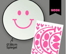 Neon Rub-On Sticker - Fröhliche Gesichter - BIG - Pink - für Spiegel - Tante Henni Rubon - vielfältig nutzbar