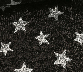 Feiner Tüllstoff - Sterne - Pailletten - Schwarz/Silber