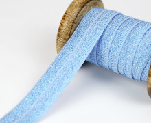 1m Faltgummi - elastisch - Glitzer - Faltband - 20mm - Jeansblau