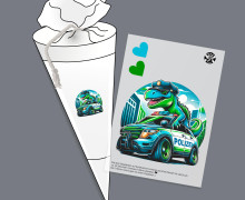 Onkel Bo's Bügelbilder - DIN A5 - Dino Polizei - Dinosaurier - Mix and Match Kombi