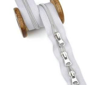 1m Endlosreißverschluss - Spiralreißverschluss - *S60*+3 Zipper - Hellgrau/Silber