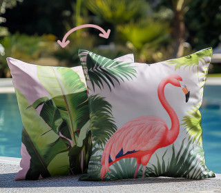 Genähtes Kissen inkl. Inlet - Tropical Jungle - Pink Flamingo - Mein Hanseherz