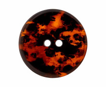 1 Polyesterknopf - 23mm - 2-Loch - Aquarellmuster - Orangerot/Schwarz