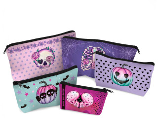 DIY-Nähset - Softshell - Fleece - 5 Wetbags - Purple Spooktober - Halloween - abby and amy