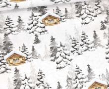 Baumwolle - Webware - Weihnachten - Winterwald - Weiß/Grau