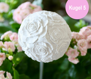 Silikon - Gießform - Blütenkugel - Dekokugel mit 3D Blütenmuster - Gartenstecker - Kugel 5 - vielfältig nutzbar