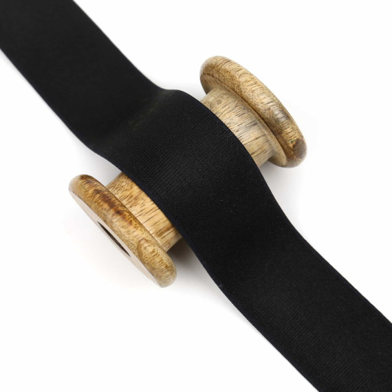 1 Meter Velours-Elastic - Gummiband - 40mm - Uni - Schwarz