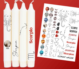 DIN A4 - Tattoofolie - Sternzeichen - Skorpion - für Kerzen / Keramik