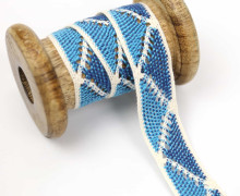 1 Meter Spitzenband - Baumwolle - Ibiza - Cyanblau/Blau