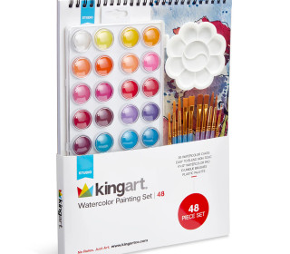 Aquarellfarben Set - Watercolor - Aquarellblock - Mischpalette - kingart STUDIO - 36 Farben - 10 Pinsel