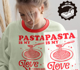 Onkel Bo's Bügelbilder - DIN A4 - Pasta is my love language - Schriftzug - BIG