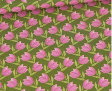 Baumwolle - Webware - Poplin - Kleine Tulpen - Olivgrün