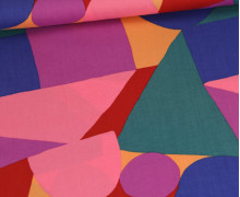 Baumwolle - Webware - Fine Poplin - Multi Shapes - Rot/Violett