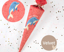 DIY-Nähset Schultüte - Delfin im Korallenriff - Velvet - zum selber Nähen