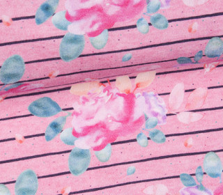 Sommersweat - Boho Flower Stripes - Rosa - Meliert - NIKIKO