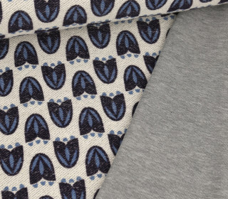 Sommersweat - Back Side Print - Tulpen - Stahlblau