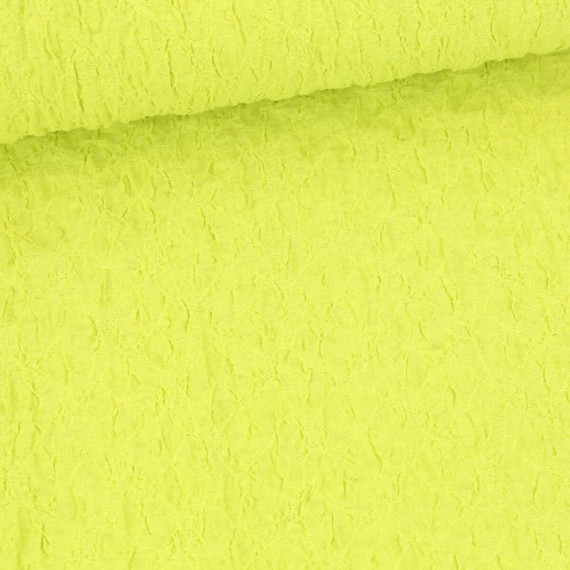 Baumwoll Cloque - Kreppgewebe - Elastisch - Uni - Grüngelb