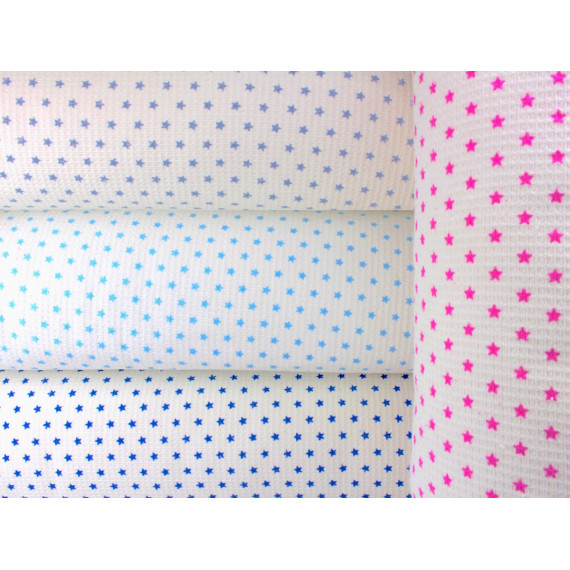 Baumwolle Pique Baumwolle Blau Sterne Waffel Piqué Sterne