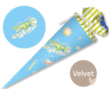 DIY-Nähset Schultüte - GESCHWISTERTÜTE - Raketendino - Treebird - Velvet - abby and amy